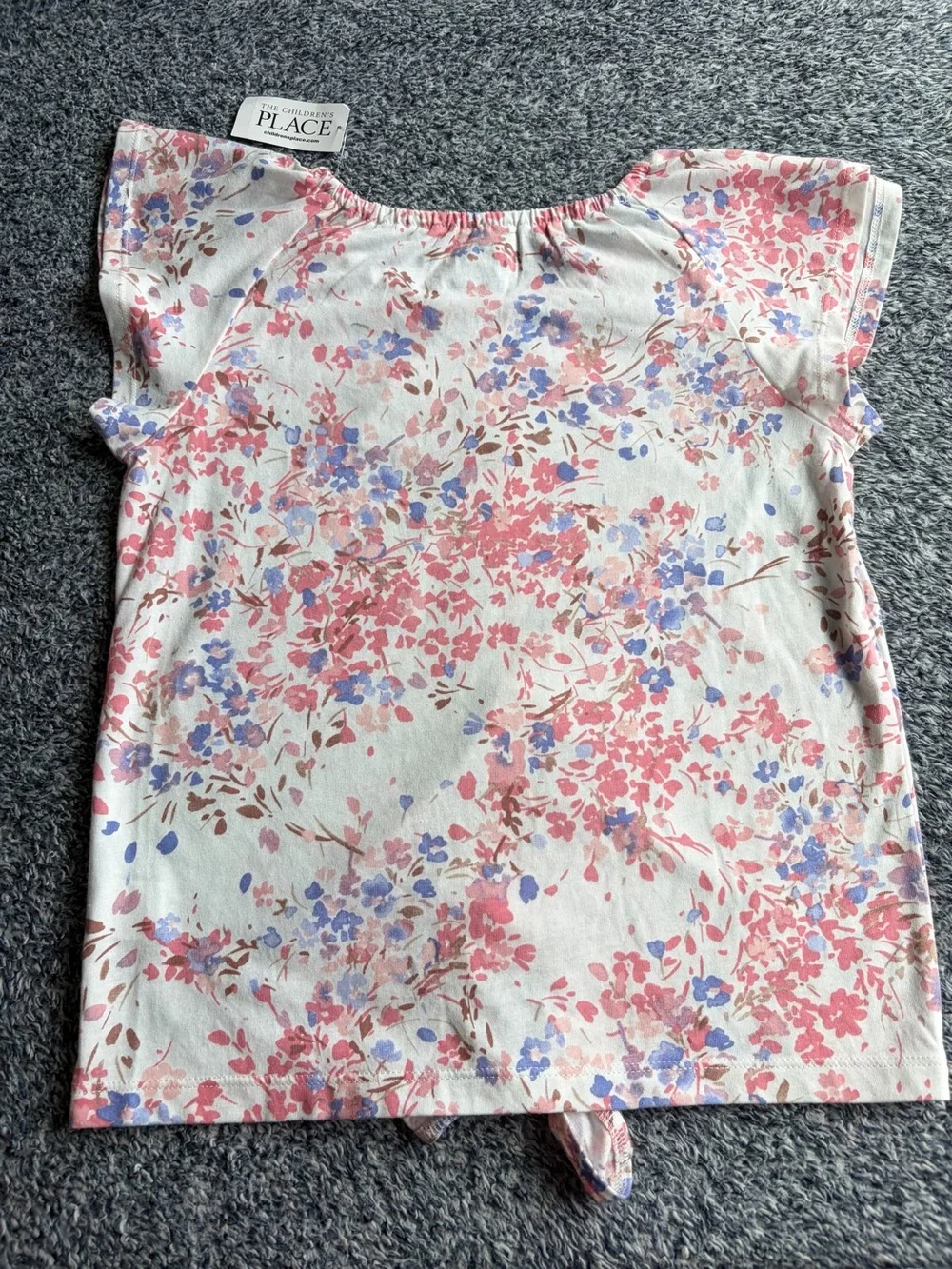NWT The Children's Place Pink Floral Button-Front Tie-Hem Top